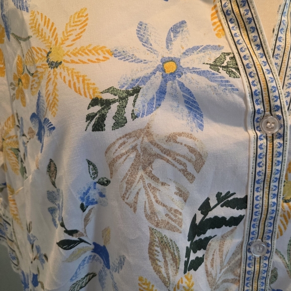 Crown & Ivy White Yellow Floral Tiered Midi Shirt Dress XXL - Picture 8 of 15